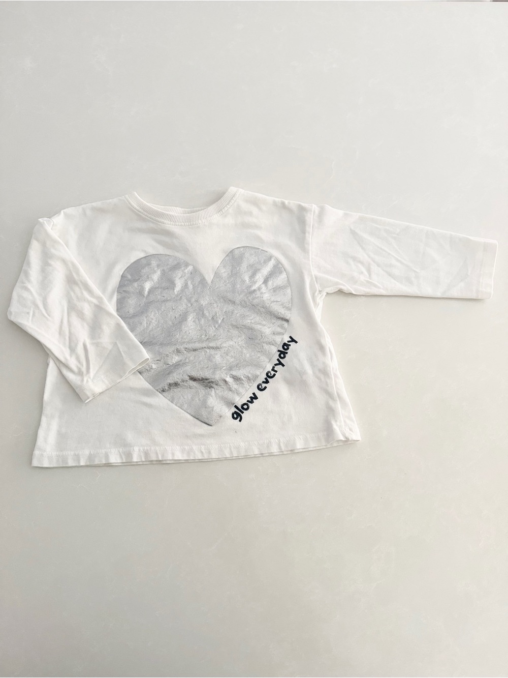 Zara Silver Heart Long Sleeve Tee • Size 12-18M
